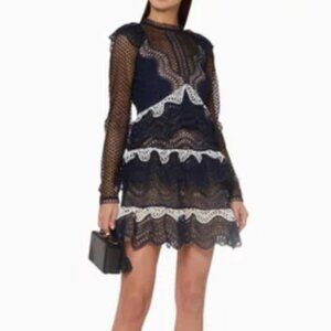 NWOT SELF-PORTRAIT Blue Lace Guipure Mini Dress S $501